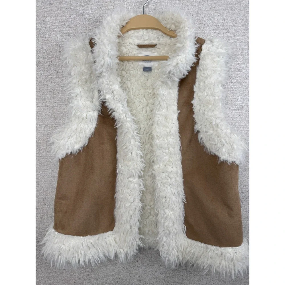 Old Navy Faux Fur Vest — Size M — Penny Lane Style Boho Tan